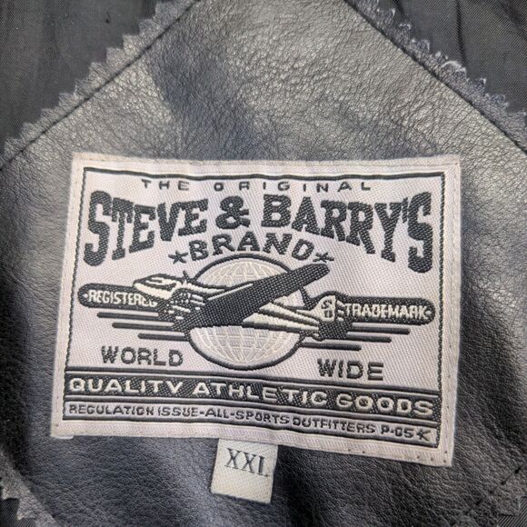 Steve & Barry's Men's Full Zip PVC Leather Varsity Jacket Black Gray XXL Baller - Picture 12 of 16